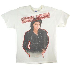 MICHAEL JACKSON 2009 Graphic T Shirt Size LARGE L White Short Sleeve King of Pop